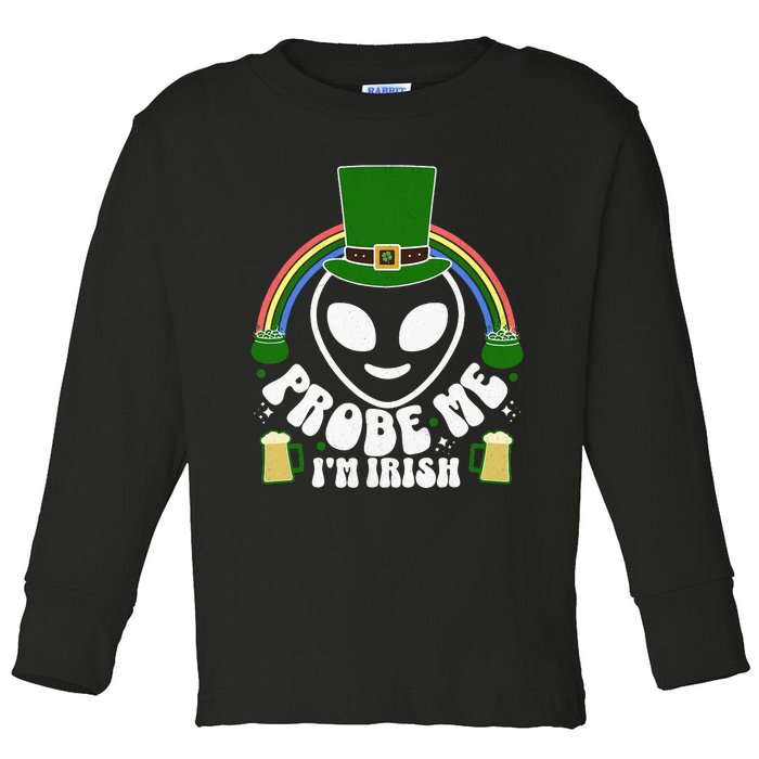 St Paddys Day I'm Irish Funny St Patricks Day Alien Toddler Long Sleeve Shirt