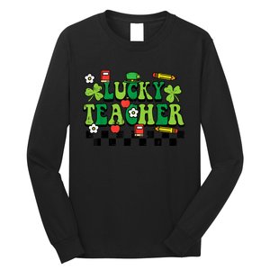 St Patricks Day Lucky Teacher Saint Paddys Groovy Wo Long Sleeve Shirt