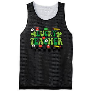 St Patricks Day Lucky Teacher Saint Paddys Groovy Wo Mesh Reversible Basketball Jersey Tank