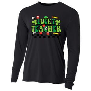 St Patricks Day Lucky Teacher Saint Paddys Groovy Wo Cooling Performance Long Sleeve Crew