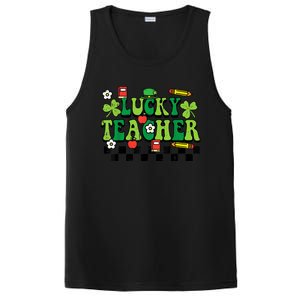 St Patricks Day Lucky Teacher Saint Paddys Groovy Wo PosiCharge Competitor Tank