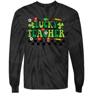 St Patricks Day Lucky Teacher Saint Paddys Groovy Wo Tie-Dye Long Sleeve Shirt