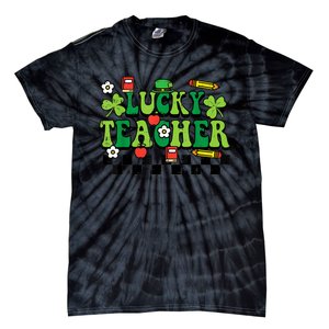 St Patricks Day Lucky Teacher Saint Paddys Groovy Wo Tie-Dye T-Shirt