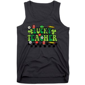 St Patricks Day Lucky Teacher Saint Paddys Groovy Wo Tank Top