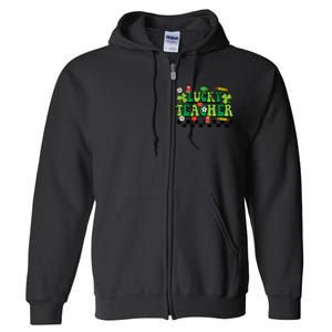 St Patricks Day Lucky Teacher Saint Paddys Groovy Wo Full Zip Hoodie