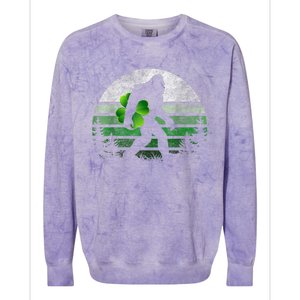 St Patricks Day Bigfoot Irish Shamrock Sasquatch Clover Leaf Colorblast Crewneck Sweatshirt