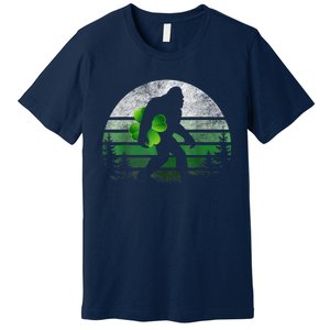 St Patricks Day Bigfoot Irish Shamrock Sasquatch Clover Leaf Premium T-Shirt