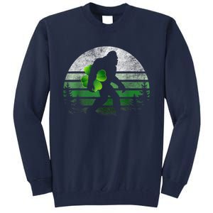 St Patricks Day Bigfoot Irish Shamrock Sasquatch Clover Leaf Tall Sweatshirt