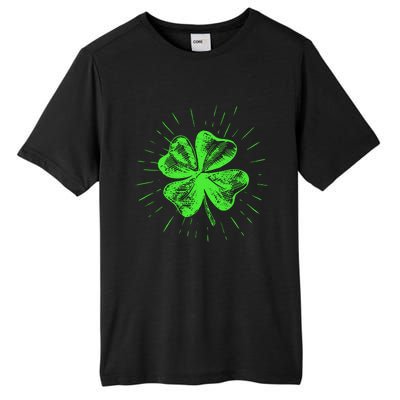 Saint Patricks Day Women Men Green Clover Shamrock Tall Fusion ChromaSoft Performance T-Shirt