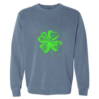 Saint Patricks Day Women Men Green Clover Shamrock Garment-Dyed Sweatshirt