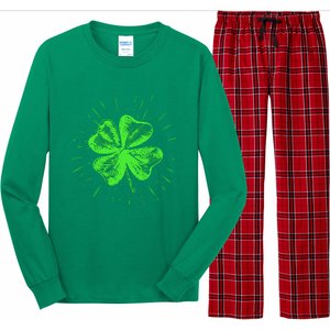 Saint Patricks Day Women Men Green Clover Shamrock Long Sleeve Pajama Set