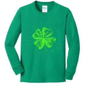 Saint Patricks Day Women Men Green Clover Shamrock Kids Long Sleeve Shirt