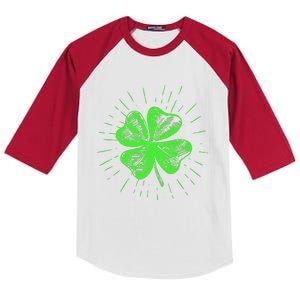 Saint Patricks Day Women Men Green Clover Shamrock Kids Colorblock Raglan Jersey