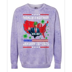 St Patrick Day Funny Trump Ending Of A Nightmare January 20th 2025 Gift Colorblast Crewneck Sweatshirt