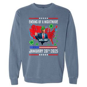 St Patrick Day Funny Trump Ending Of A Nightmare January 20th 2025 Gift Garment-Dyed Sweatshirt