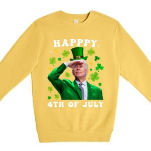 St. Patrick's Day Funny Joe Biden Happy 4th Of July Patricks Premium Crewneck Sweatshirt