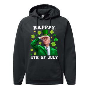 St. Patrick's Day Funny Joe Biden Happy 4th Of July Patricks Performance Fleece Hoodie