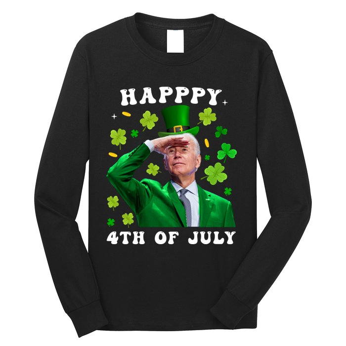 St. Patrick's Day Funny Joe Biden Happy 4th Of July Patricks Long Sleeve Shirt