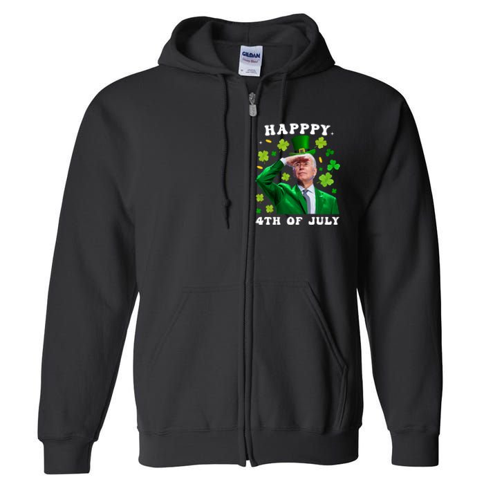 St. Patrick's Day Funny Joe Biden Happy 4th Of July Patricks Full Zip Hoodie