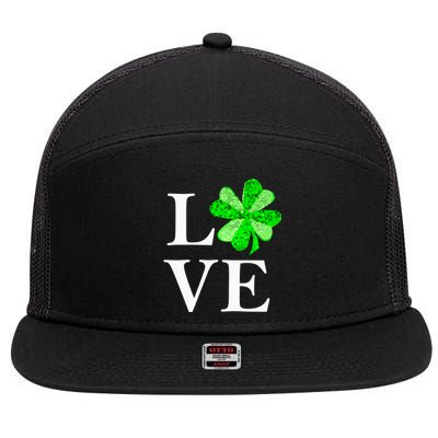 St Patrick's Day Love Gift Lucky Shamrock Gift 7 Panel Mesh Trucker Snapback Hat