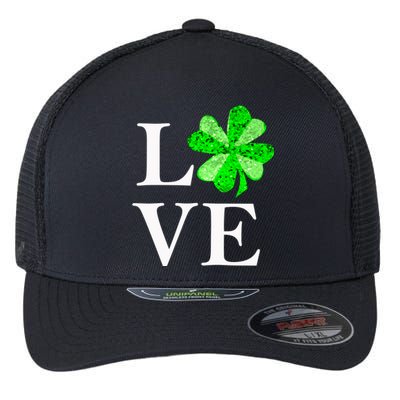 St Patrick's Day Love Gift Lucky Shamrock Gift Flexfit Unipanel Trucker Cap