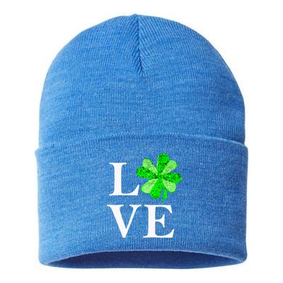 St Patrick's Day Love Gift Lucky Shamrock Gift Sustainable Knit Beanie