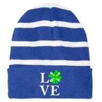 St Patrick's Day Love Gift Lucky Shamrock Gift Striped Beanie with Solid Band