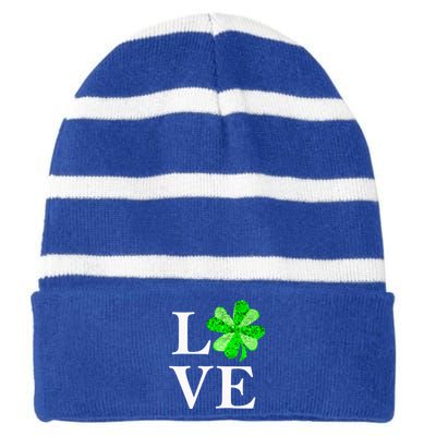 St Patrick's Day Love Gift Lucky Shamrock Gift Striped Beanie with Solid Band