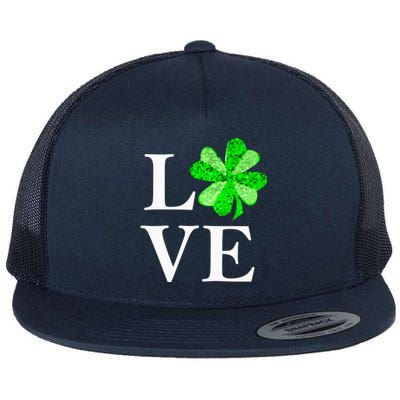 St Patrick's Day Love Gift Lucky Shamrock Gift Flat Bill Trucker Hat