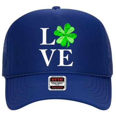 St Patrick's Day Love Gift Lucky Shamrock Gift High Crown Mesh Back Trucker Hat