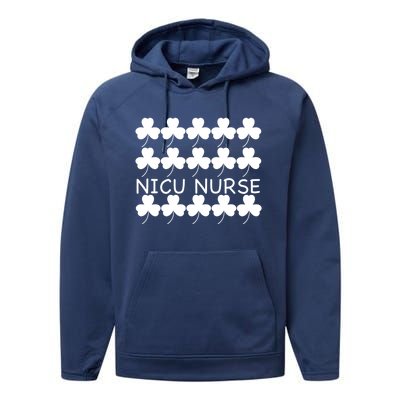 St Patricks Day Nicu Nurse Gift Performance Fleece Hoodie