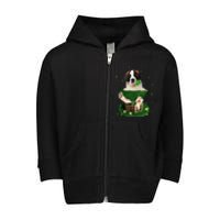 St Patrick's Day Leprechaun Saint Bernard Dog Shamrock Irish Toddler Zip Fleece Hoodie