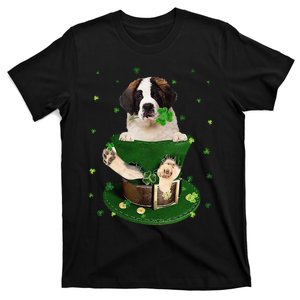 St Patrick's Day Leprechaun Saint Bernard Dog Shamrock Irish T-Shirt