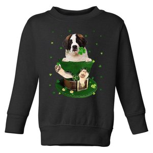 St Patrick's Day Leprechaun Saint Bernard Dog Shamrock Irish Toddler Sweatshirt