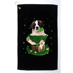 St Patrick's Day Leprechaun Saint Bernard Dog Shamrock Irish Platinum Collection Golf Towel