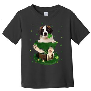 St Patrick's Day Leprechaun Saint Bernard Dog Shamrock Irish Toddler T-Shirt