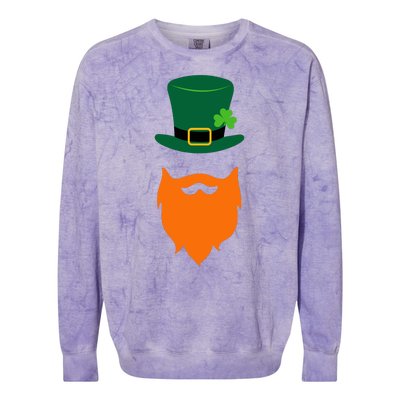 St Patrick's Day Beard Guy Funny Colorblast Crewneck Sweatshirt