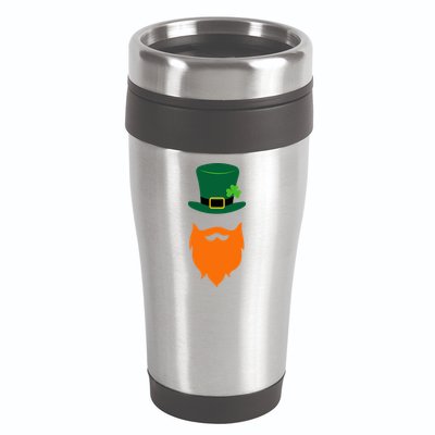 St Patrick's Day Beard Guy Funny 16oz Travel Tumbler