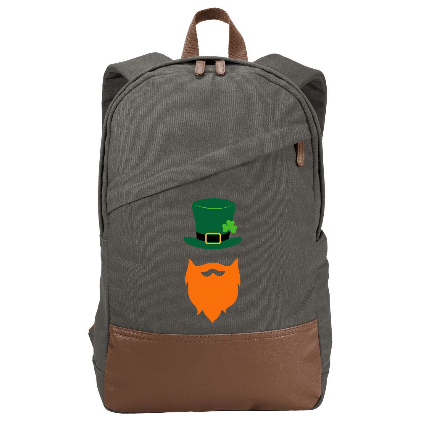 St Patrick's Day Beard Guy Funny Cotton Canvas Backpack