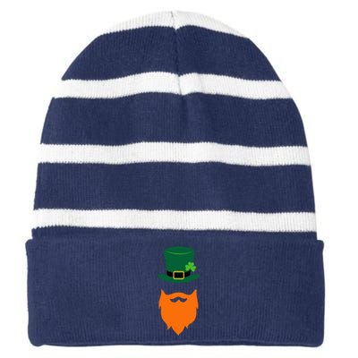 St Patrick's Day Beard Guy Funny Striped Beanie with Solid Band