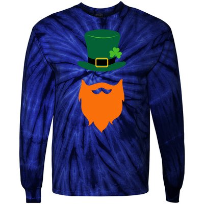 St Patrick's Day Beard Guy Funny Tie-Dye Long Sleeve Shirt