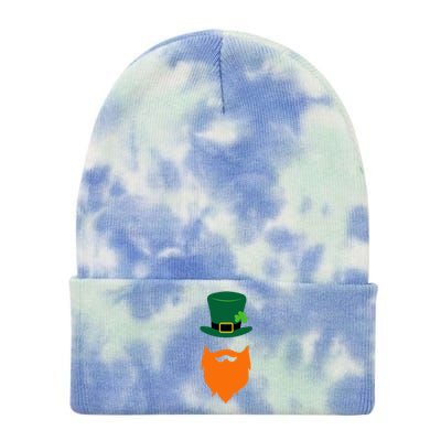 St Patrick's Day Beard Guy Funny Tie Dye 12in Knit Beanie