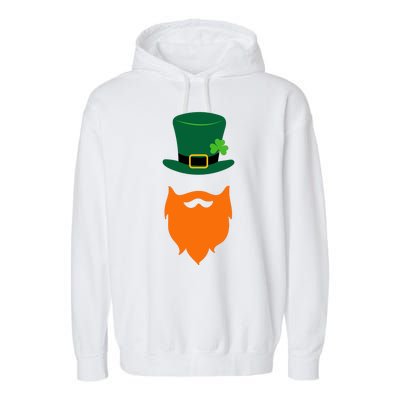 St Patrick's Day Beard Guy Funny Garment-Dyed Fleece Hoodie