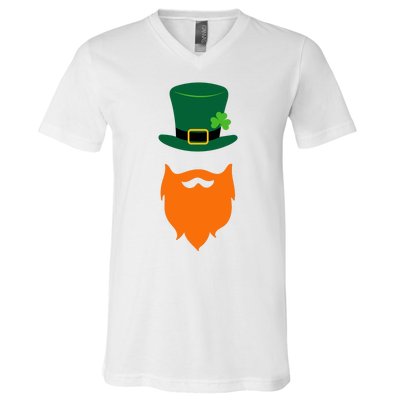 St Patrick's Day Beard Guy Funny V-Neck T-Shirt