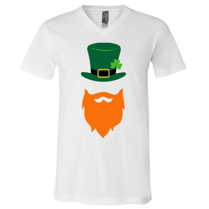 St Patrick's Day Beard Guy Funny V-Neck T-Shirt