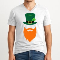 St Patrick's Day Beard Guy Funny V-Neck T-Shirt