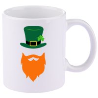 St Patrick's Day Beard Guy Funny 11oz C Handle Ceramic Mug