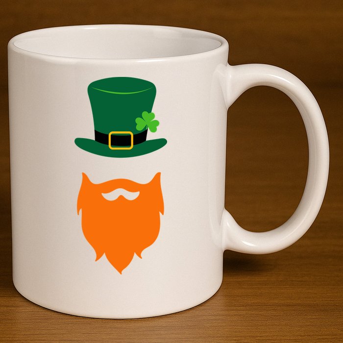 St Patrick's Day Beard Guy Funny 11oz C Handle Ceramic Mug