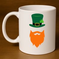 St Patrick's Day Beard Guy Funny 11oz C Handle Ceramic Mug