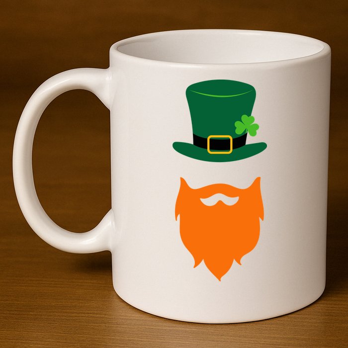 St Patrick's Day Beard Guy Funny 11oz C Handle Ceramic Mug